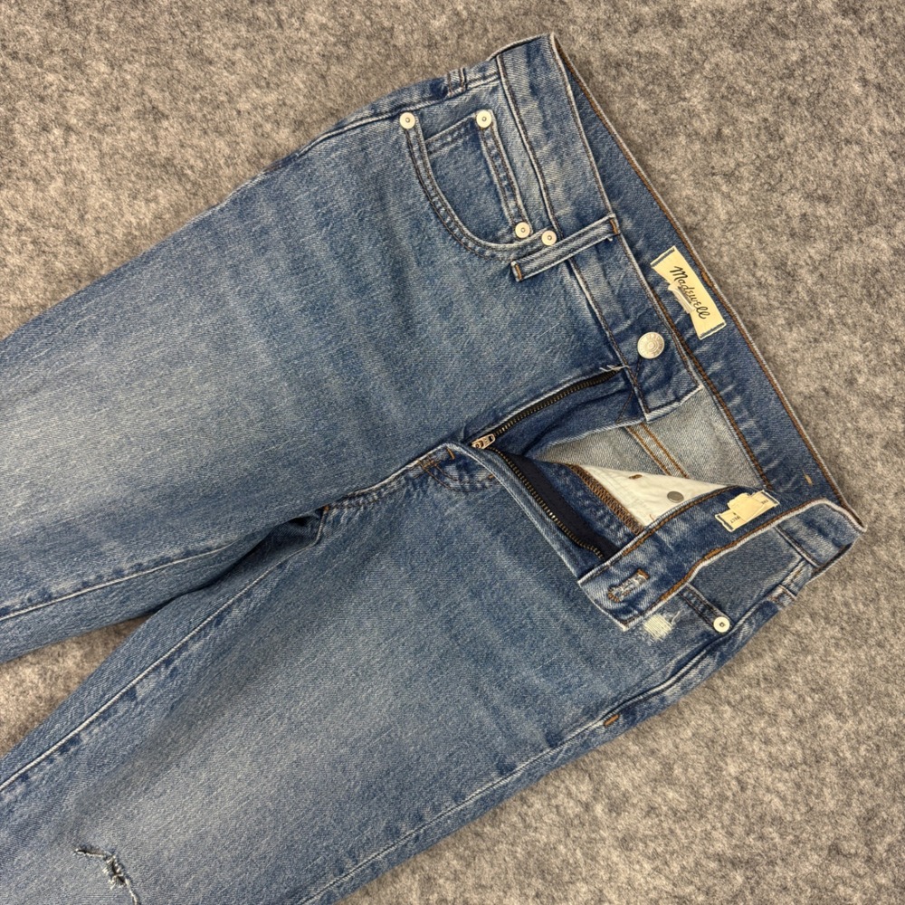 Madewell The Mid Rise Perfect Vintage Jean Distressed Light‎ Wash Denim Size 25